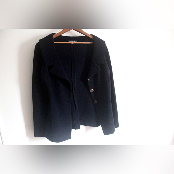 90’s Vintage Dark Blue Wool Jacket, Vivian Shyu, Winter Fashion Coat - Picture 7 of 9